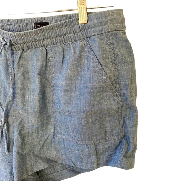 J. Crew Chambray Blue Tie Elastic Waist Cotton Shorts Small - Picture 5 of 8